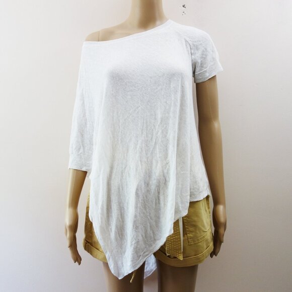 Theory Asymmetrical Linen Blend Poncho One Sleeve Tunic Top White (S) NWOT! - Picture 1 of 10